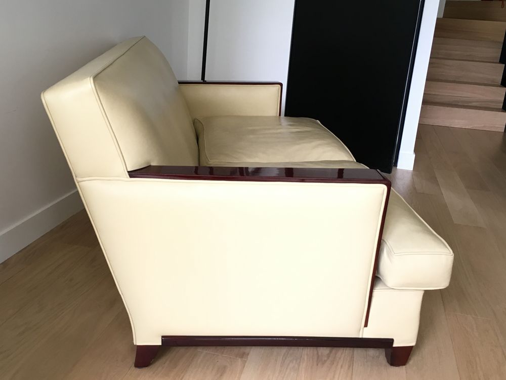 El&eacute;gant canap&eacute; Art D&eacute;co bois et cuir Meubles