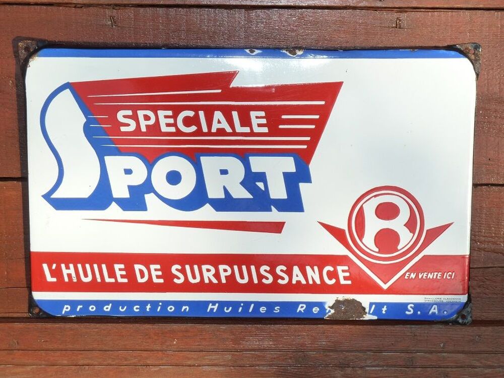 Plaque &eacute;maill&eacute;e HUILES RENAULT Sp&eacute;ciale Sport 