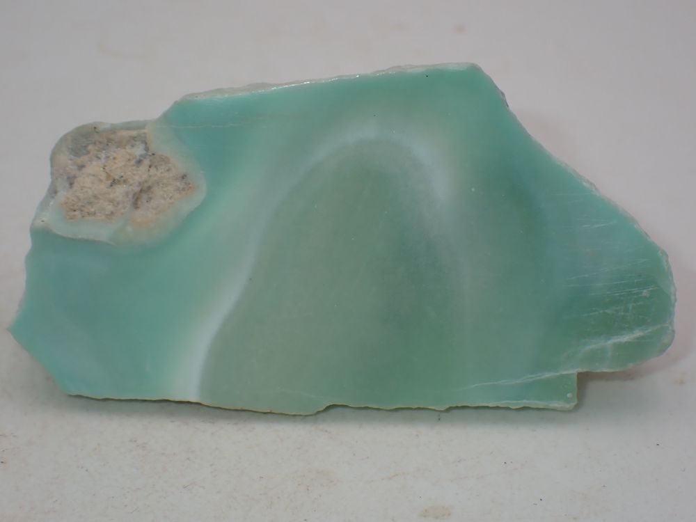  Aragonite cuprif&egrave;re polie d'un cot&eacute; , Mine Lina , Ari&egrave;ge 