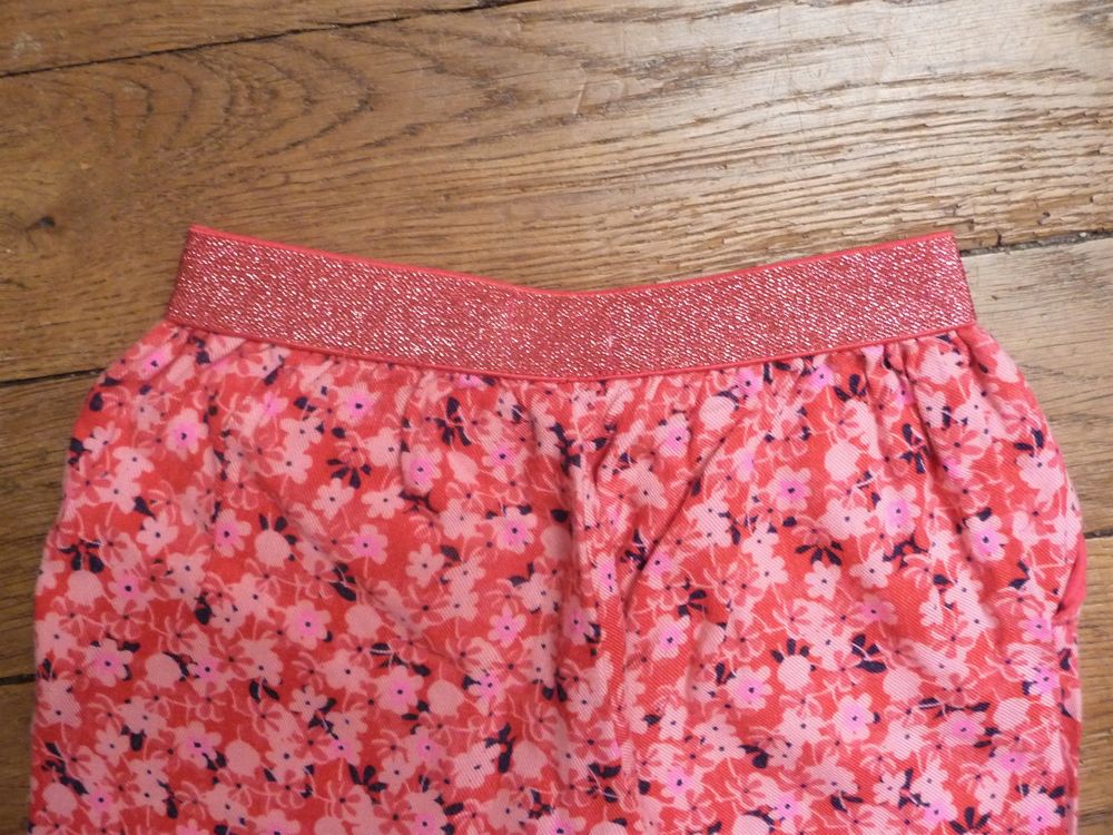 Pantalon L&eacute;ger Rose Fleuri avec 2 Poches- Du Pareil Au M&ecirc;me Vtements enfants