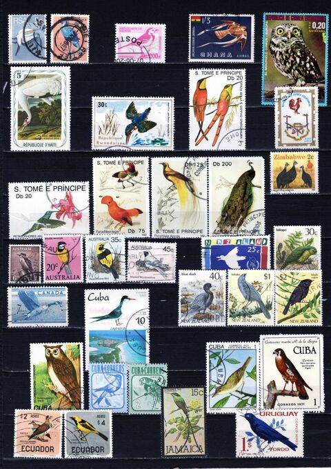 lot de 100 timbres du MONDE avec des OISEAUX 3 Les glisottes-et-Chalaures (33)
