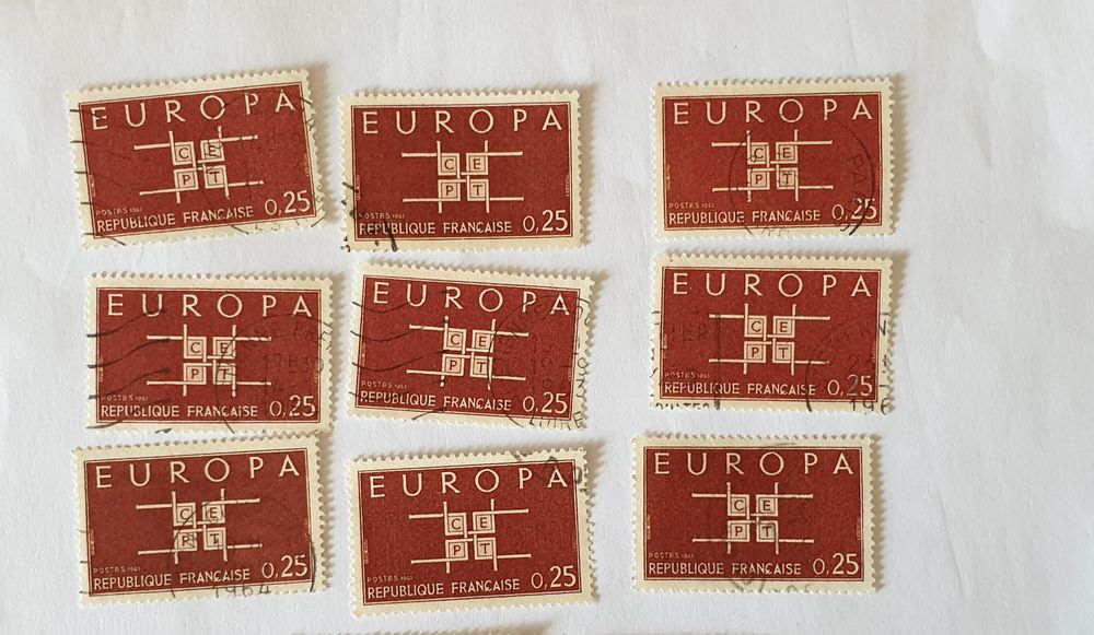 Timbre france europa 0.25 f 1963- lot 0.72 euro ou 0.08 euro 