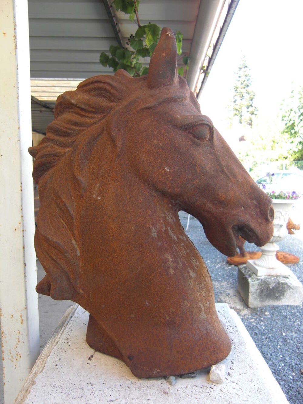 Statue,T&ecirc;te de cheval en fonte,pierre Décoration