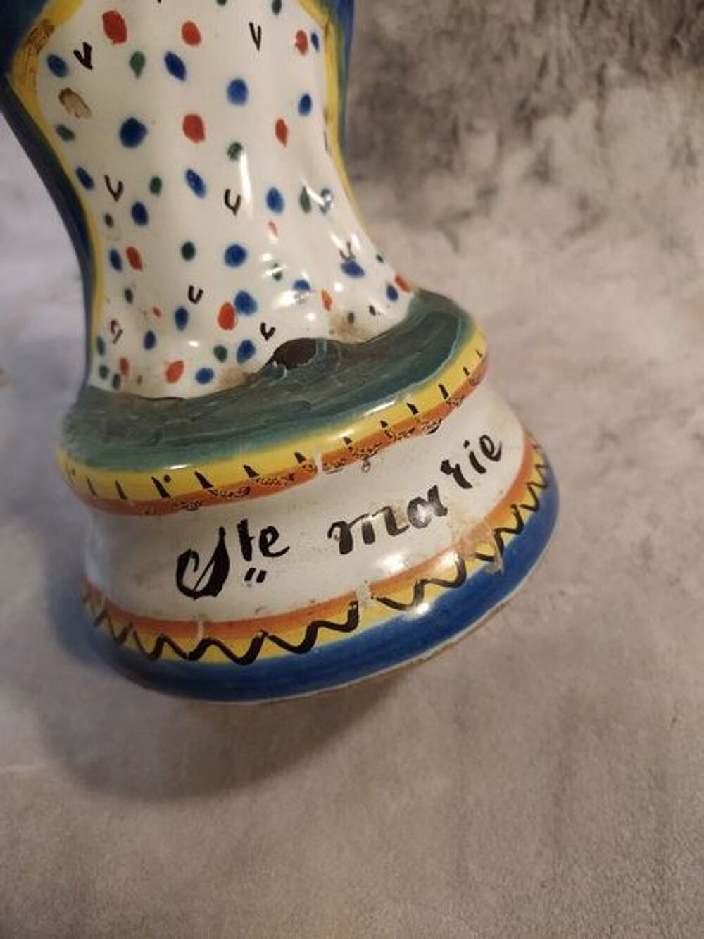 Ancienne Vierge &agrave; L'Enfant Fa&iuml;ence Nevers XIXe Décoration