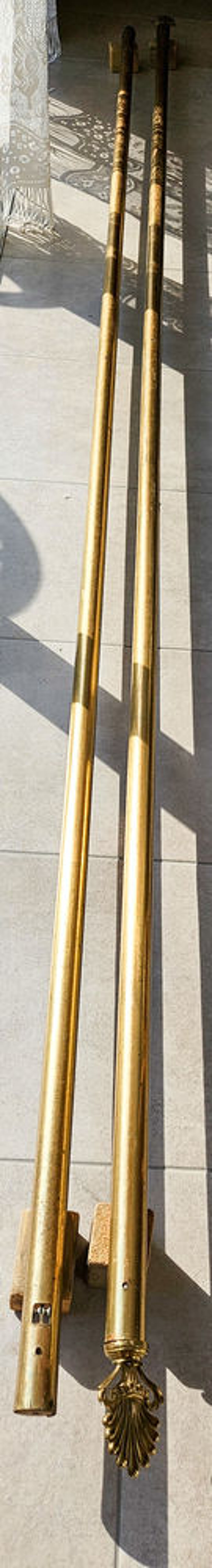 2 BARRES &agrave; RIDEAUX, L 4 m - Fleurons/ Embrasses LAITON Décoration