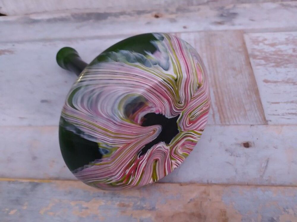 Ancien Vase en Verre de Boh&ecirc;me Style Johann Loetz Décoration