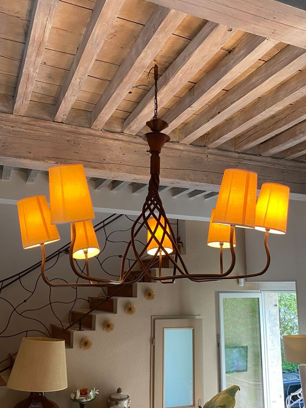 Lustre fer forg&eacute; marqu&eacute; PESCATORE Décoration