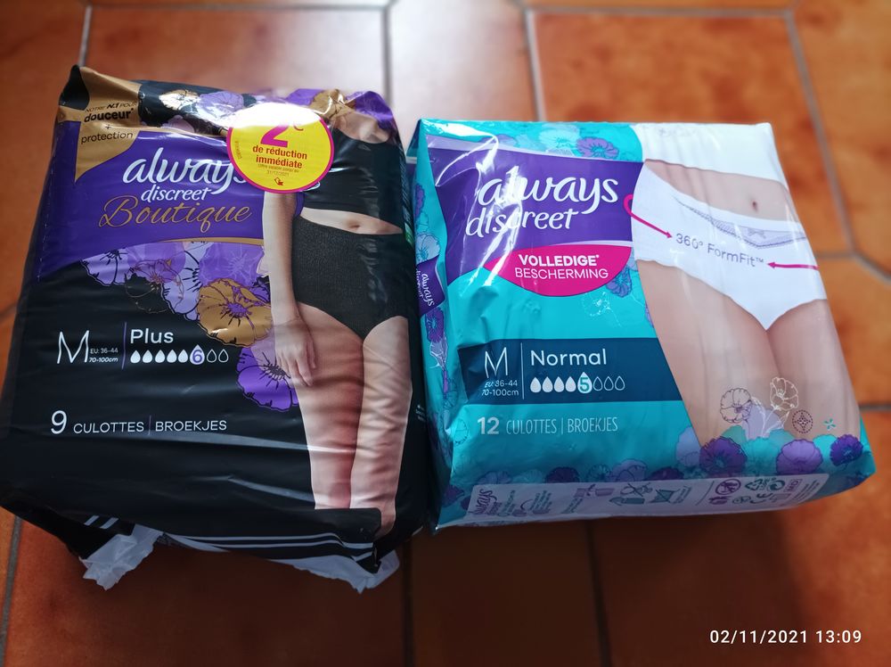Paquets neufs Culottes incontinence ALWAYS tailles M Let XL Vêtements
