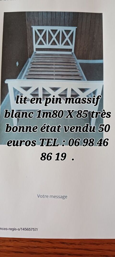 LIT EN PIN MASSIF BLANC 1 PERSONNE . Frévent (62)