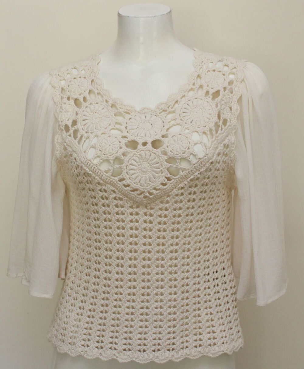 Top crochet &eacute;cru BA&amp;SH mod&egrave;le Forli T.1 Vêtements