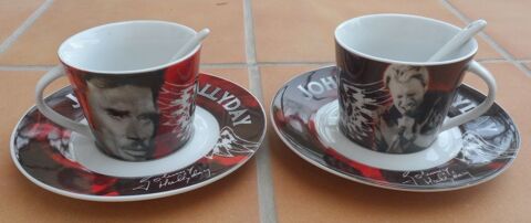 Johnny Hallyday, tasses, sous- tasses et cuillères - neufs 100 Castries (34)