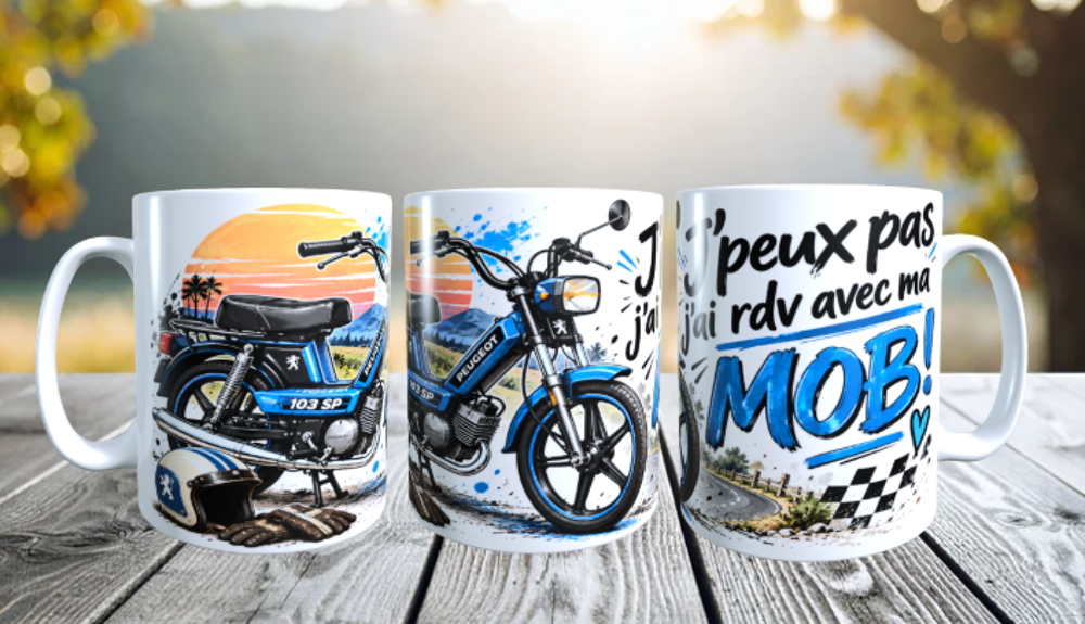 Mug humour, j'peux pas j'ai RDV avec ma mob!
Décoration