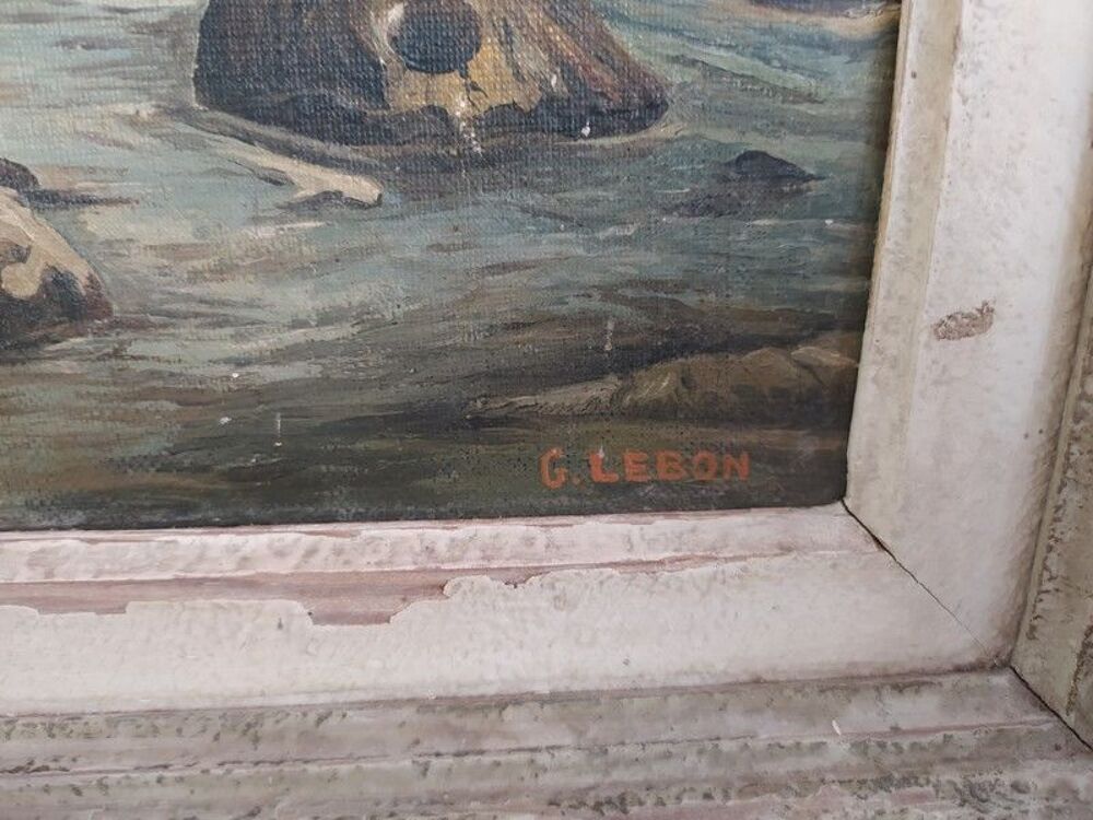 Tableau Paysage For&ecirc;t Rivi&egrave;re en Montagne Sign&eacute; G. Lebon Décoration