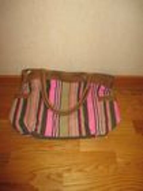 Sac en tissus ray en vertical marron clair et rose et autre 0 Mrignies (59)