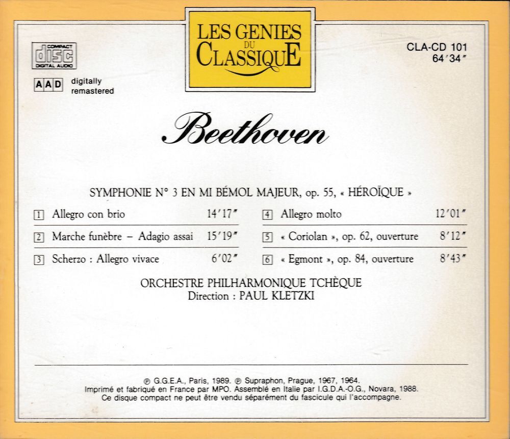 CD Beethoven Symphonie N&deg;3 "H&eacute;ro&iuml;que" CD et vinyles