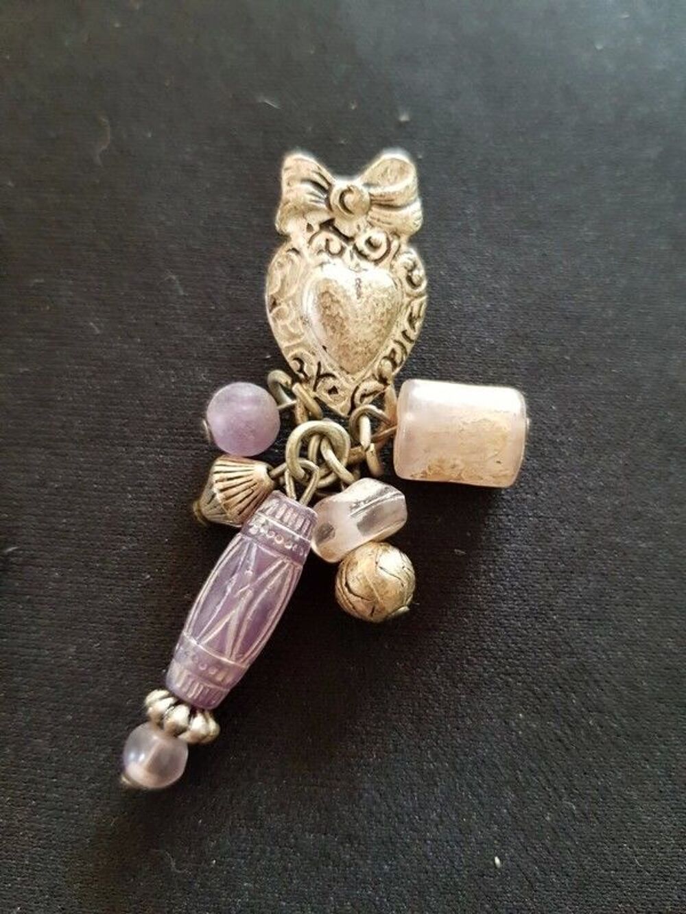 Boucle d oreille violette et argent&eacute;e neuve 5 cm 2 e Bijoux et montres