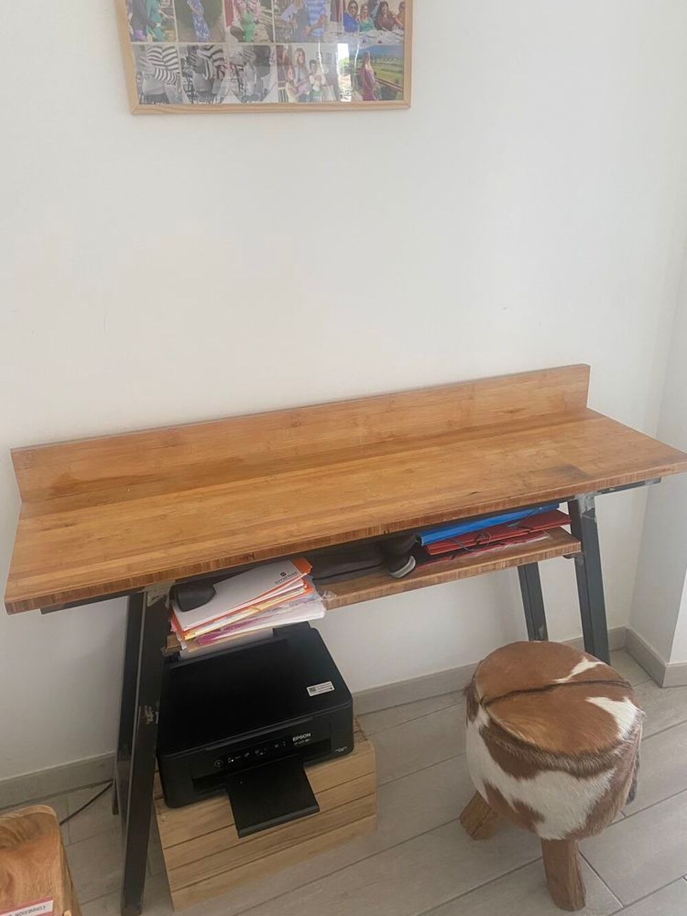 magnifique bureau fer forg&eacute; et bois Meubles