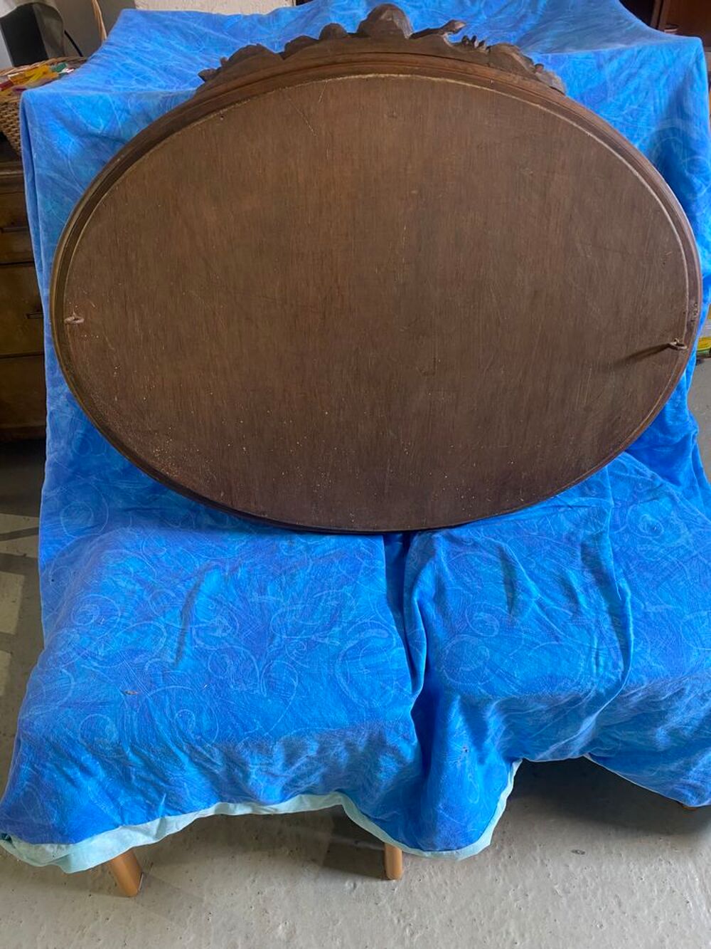 Ancien cadre art deco ovale bois Photos/Video/TV