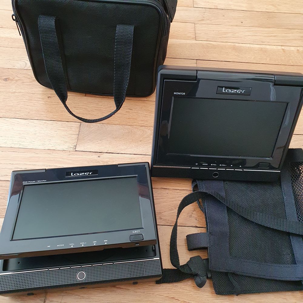 Lecteur DVD portable 2 &eacute;crans pour voiture ou &agrave; poser Photos/Video/TV