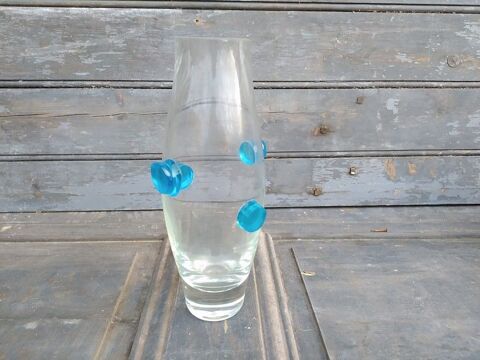 Vase en Verre à Pastilles Bleues Design Vintage Murano 40 Loches (37)