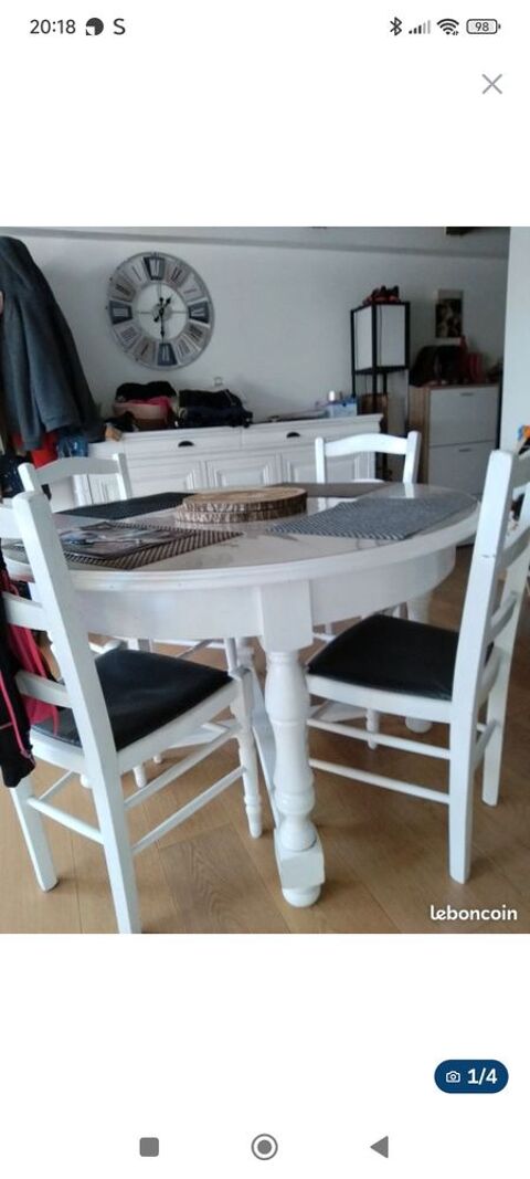 Table, 4 chaises et rallonge 150 Bermont (90)