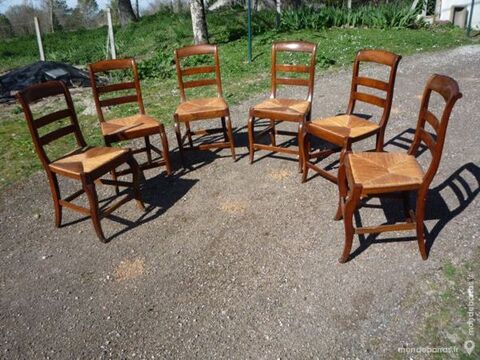 Chaises paill�es � crosse en noyer ancienne 125 Castres (81)