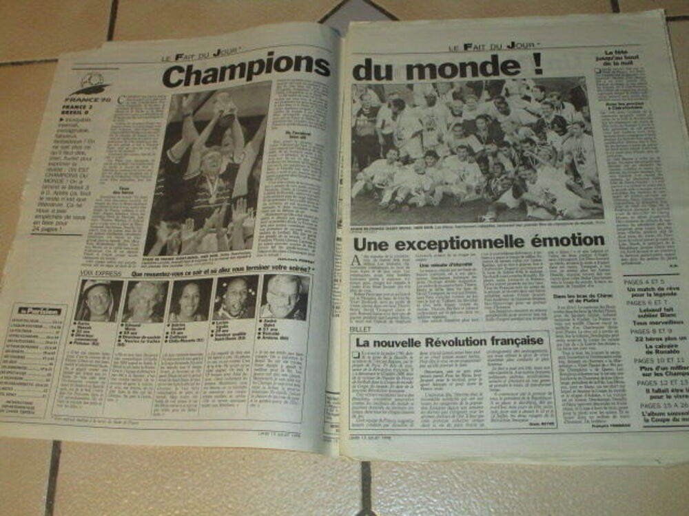 PARISIEN 13 JUILLET 1998 VICTOIRE COUPE MONDE FOOTBALL 