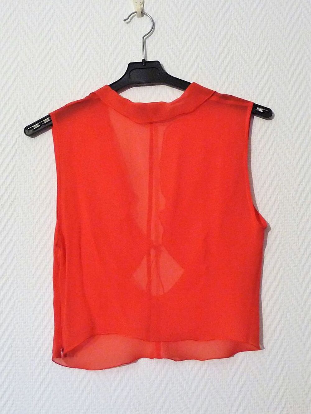 Top/ Tee Shirt Cintr&eacute; Orange Corail avec Lien &agrave; Nouer-Caloma Vêtements