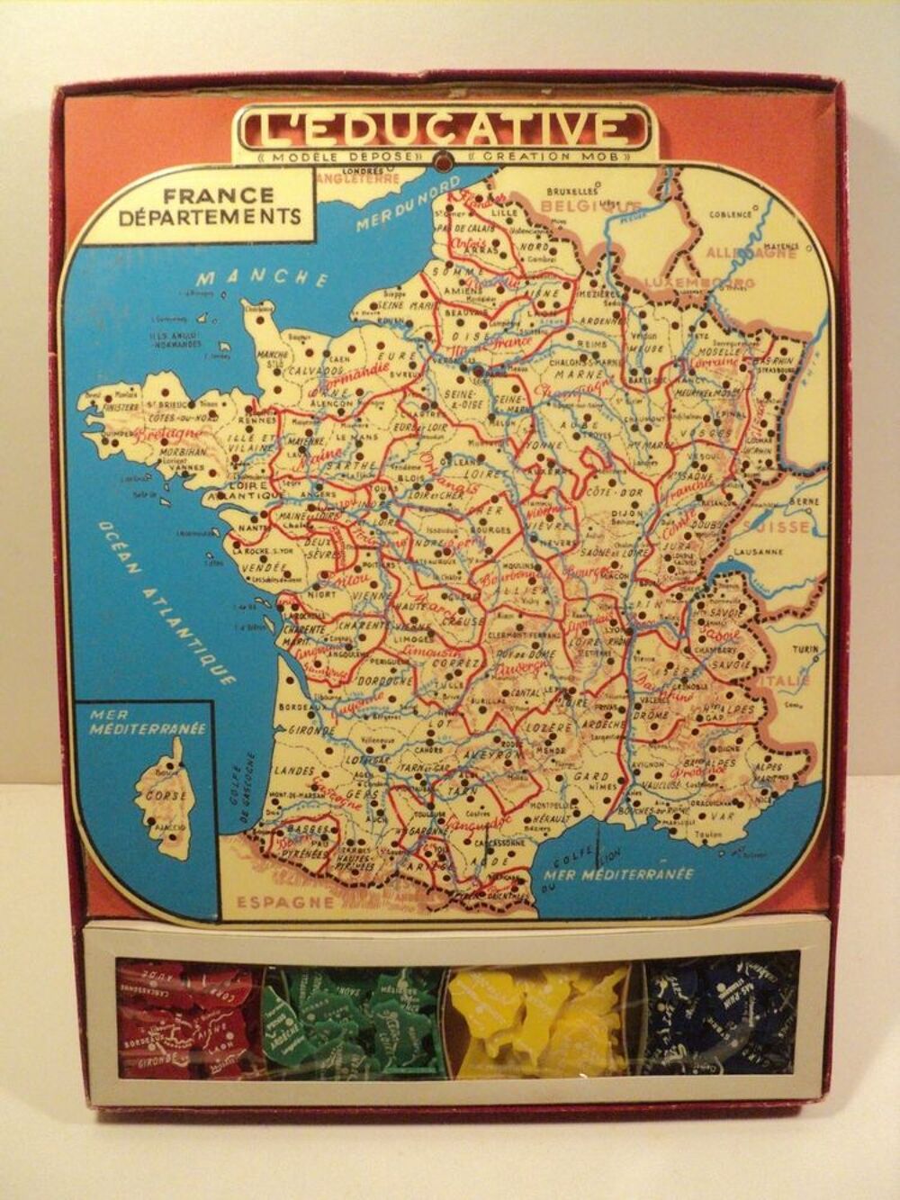 Ancien Jeu &Eacute;ducatif La France en Puzzle Carte Vintage Jeux / jouets