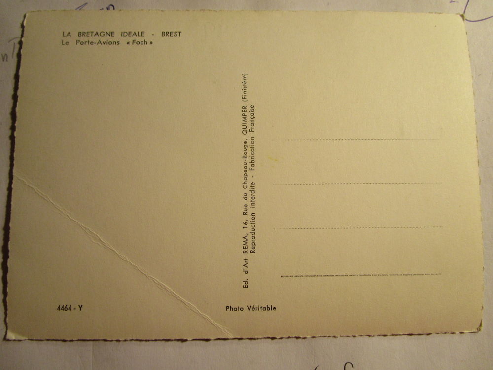 CARTE POSTALE BREST "PORTE -AVIONS FOCH" 