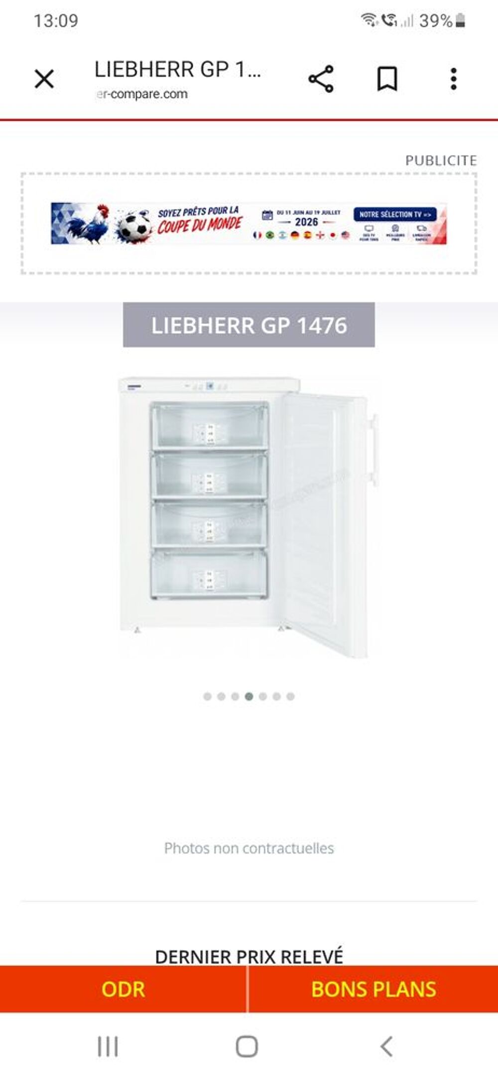 Cong&eacute;lateur top liebherr Electroménager