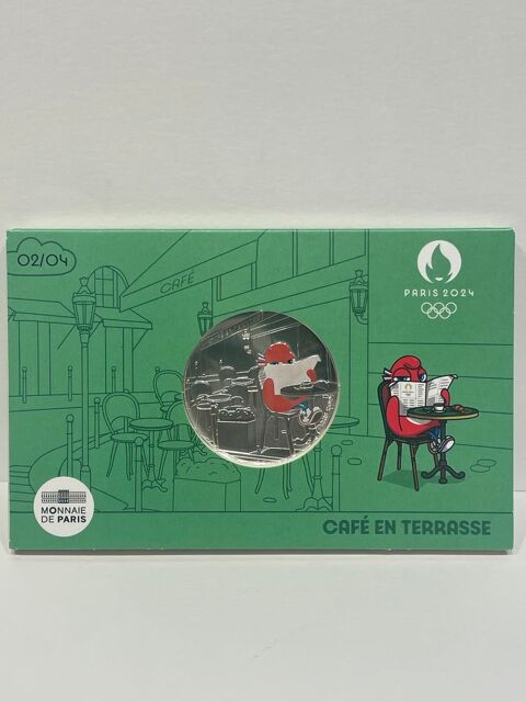 Monnaie JO Paris 2024 50e argent   Caf� en terrasse   118 Dourdan (91)