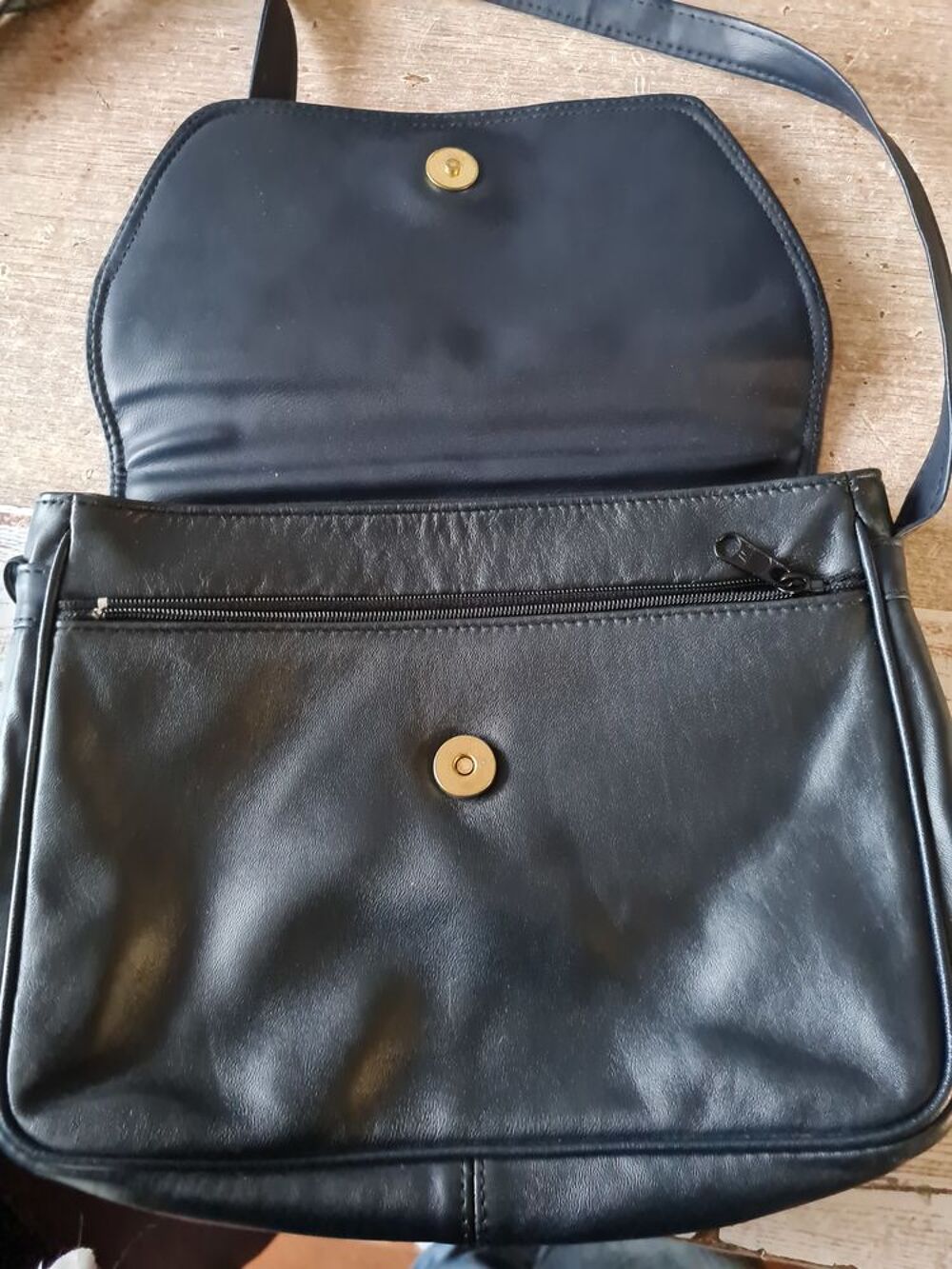 Sac a main bleu marine cuir Maroquinerie
