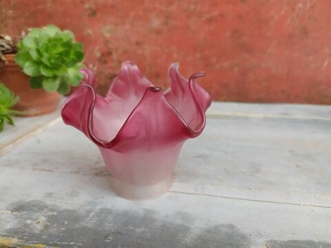 Petite Tulipe de Lampe Fleur Pétales Verre Rose Dégradé 58 Loches (37)
