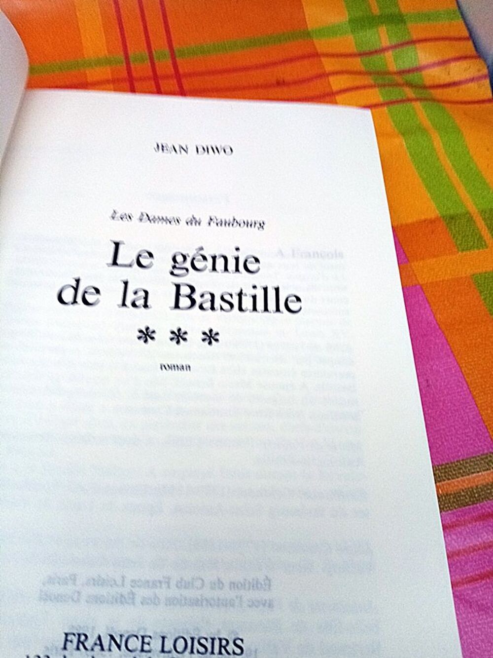 Jean Diwo Le g&eacute;nie de la Bastille Livres et BD