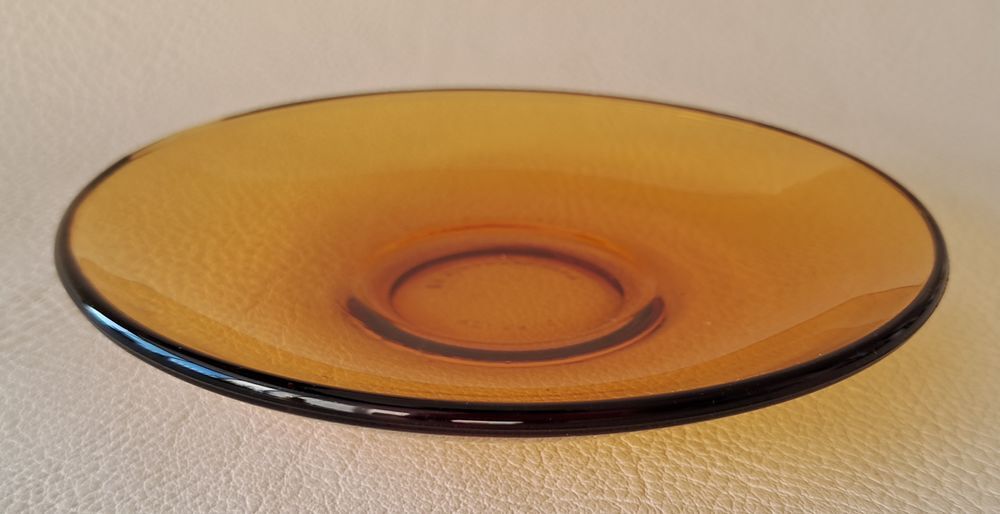 Lot de 3 soucoupes &agrave; caf&eacute; en verre color&eacute; jaune duralex Cuisine