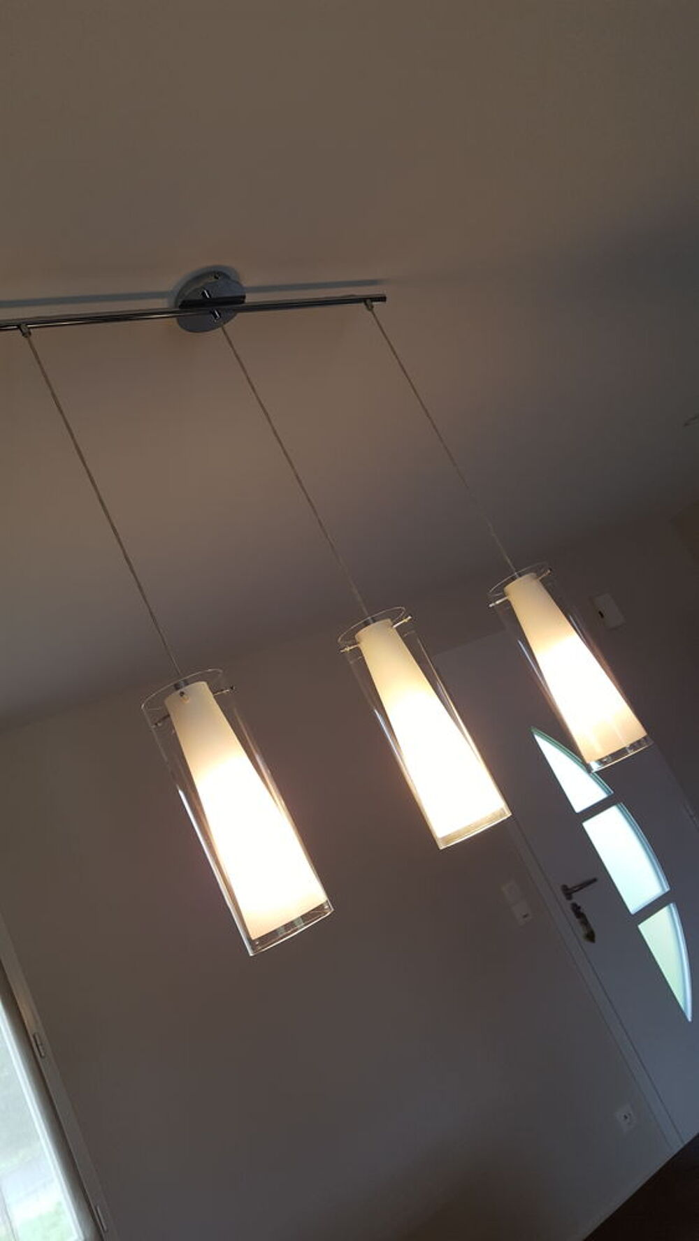 Luminaire en verre avec 3 suspensions Décoration