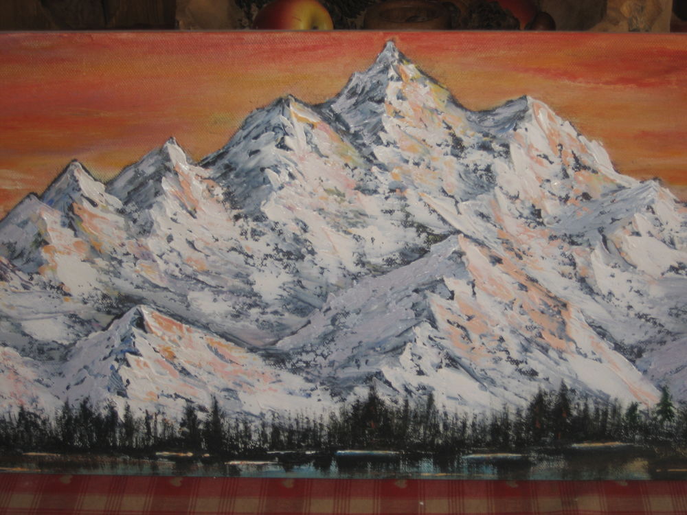 HUILE SUR TOILE MONTAGNE ENNEIGEE Décoration