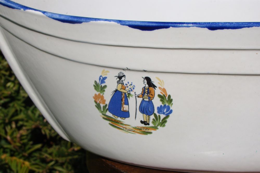 Plat de service / saladier breton en forme de bateau barque Décoration