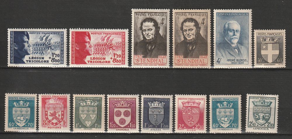 TIMBRES NEUFS**ANNEE 1942
