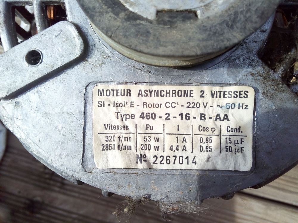 Moteur pour machine &agrave; laver asynchrone ? 2 vitesses
Bricolage