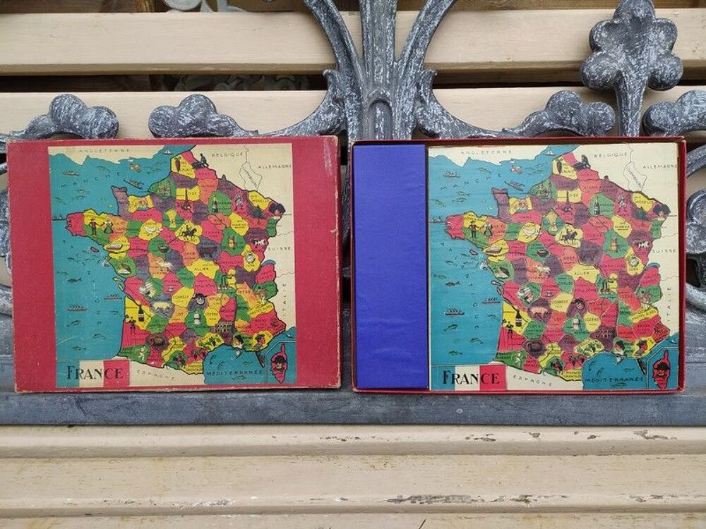 Ancien Jeu de Soci&eacute;t&eacute; Puzzle Carte de France Jeux / jouets