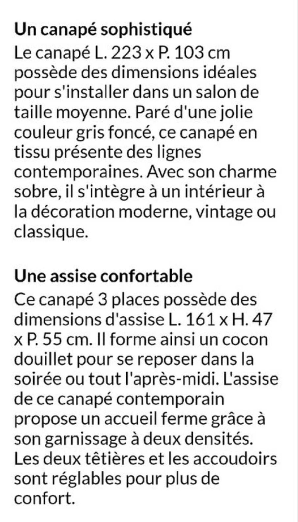canap&eacute; grise 3/4 places Meubles