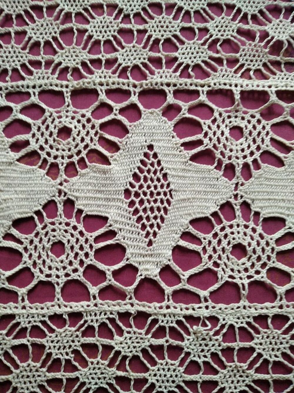 Ancien dessus de lit 1900 au crochet Décoration