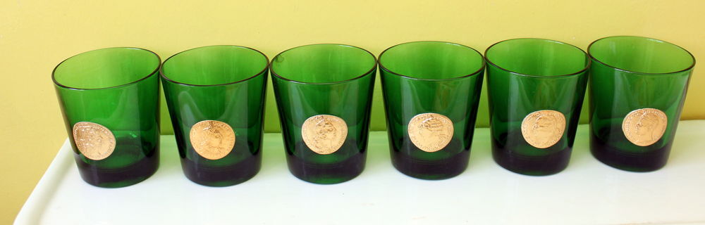 Lot de 6 verres vintage 70 vert - cave BYRRH DUBONNET - Cuisine