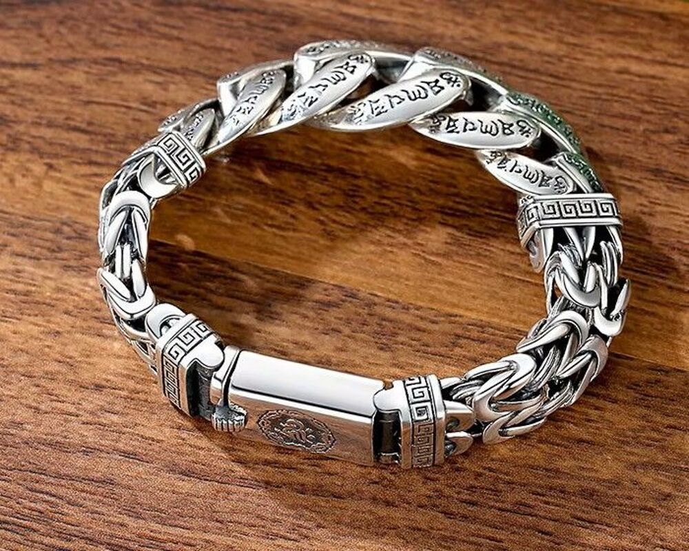 Gourmette Authentique Tibet Argent S- 925 avec Certificat Bijoux et montres