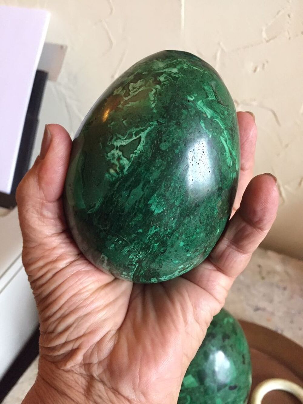 15€ les 100gr BEL OEUF en MALACHITE de 1889gr, Décoration