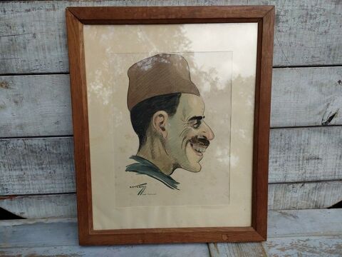 Dessin Caricature Portrait Homme Afrique du Nord Hans Kleiss 130 Loches (37)