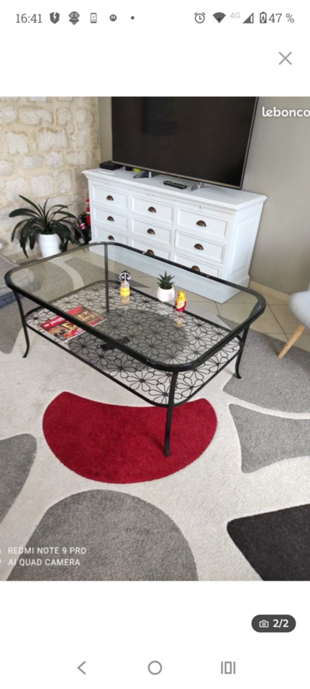 Table salon
Longueur 1,16 M
Largeur 78 cm
Hauteur 52 Meubles