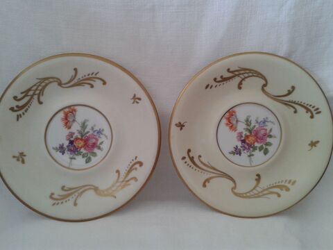 paire de soucoupes en porcelaine de Limoges peintes main 20 Dijon (21)